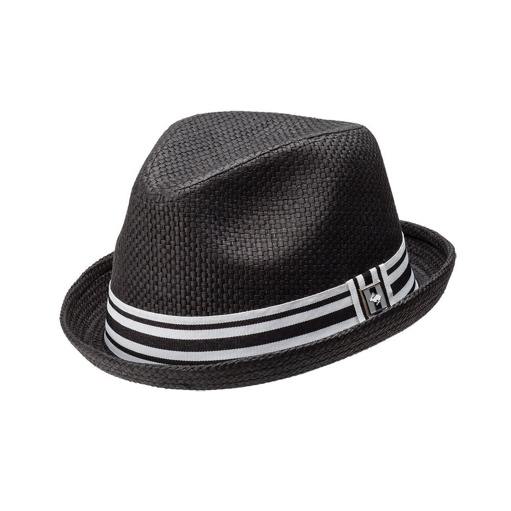 4453 Depp Natural Straw Fedora - Black S/M